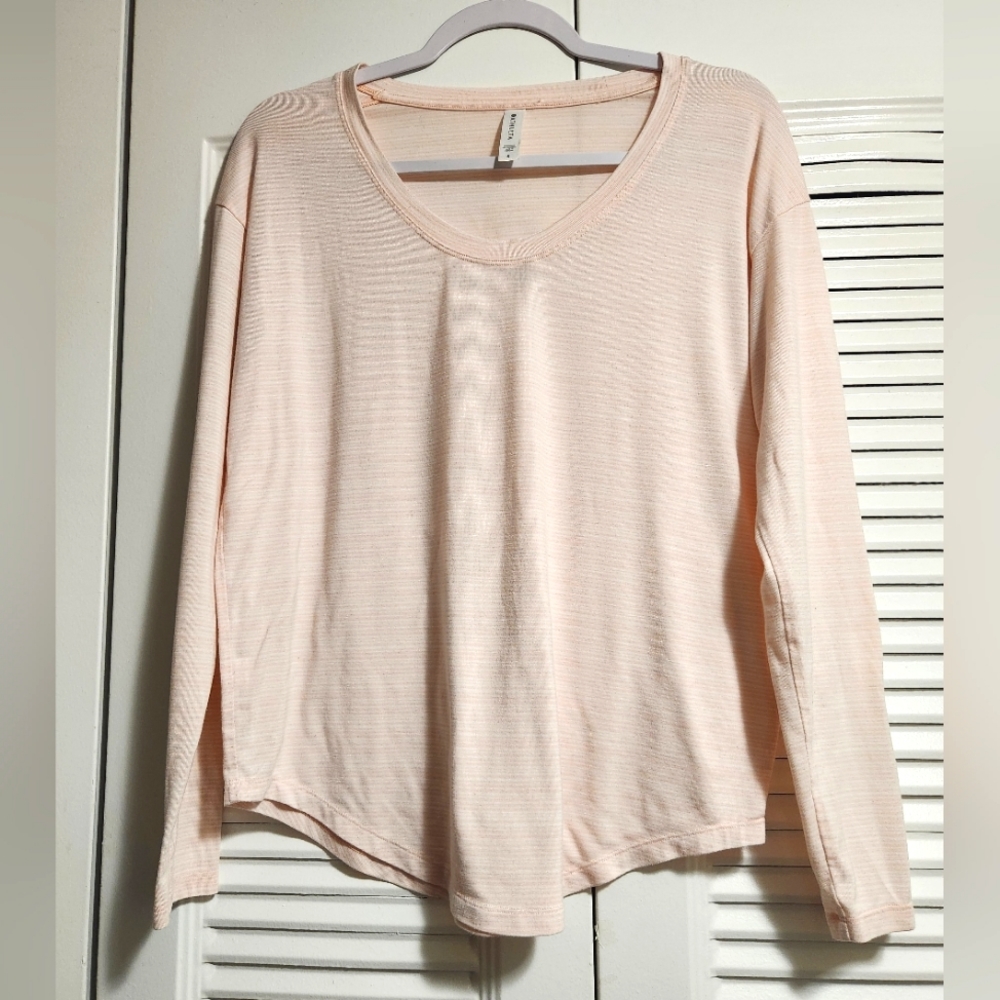 Athleta cloudlight stratus striped top whisper stripe ballerina pink soft siz S